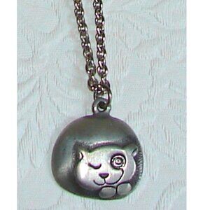 Norway Pewter Cat 16" Pendant NECKLACE, Signed & #'d Eivind Hillestad, Vtg E17